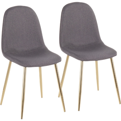 Pebble Accent Chair in Charcoal Fabric & Gold Steel (Set of 2)